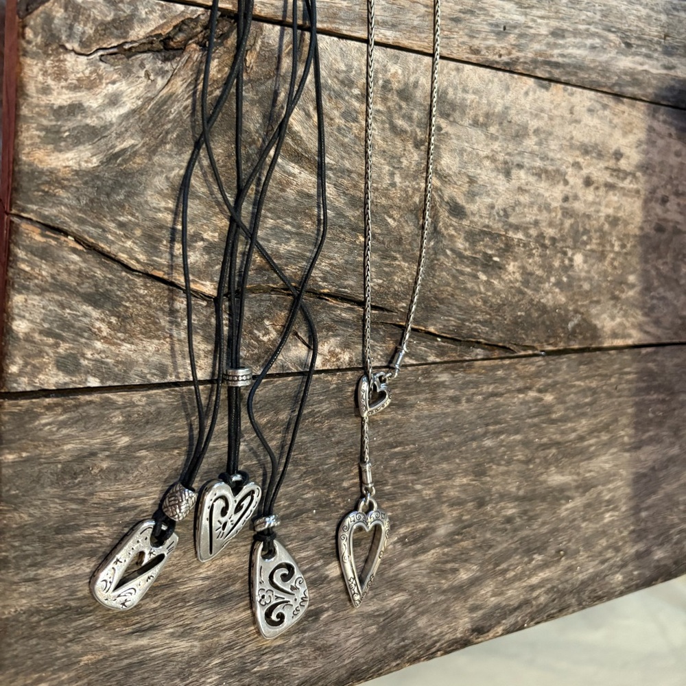 Brighton Silver and Black Heart Pendant Necklace Set